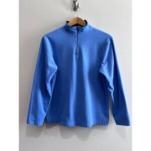 Lands End 1/4 Zip Fleece Pullover Womens M Blue Lightweight